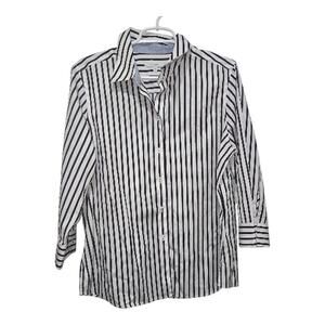 Foxcroft 16 Non-Iron Striped Button Down Shirt Shaped